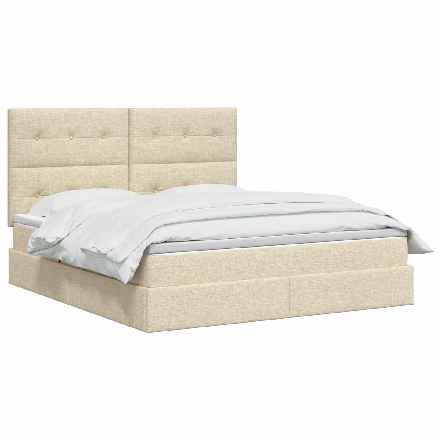 Seng med opbevaring og madras Cremefarvet 160 x 200 cm Stof