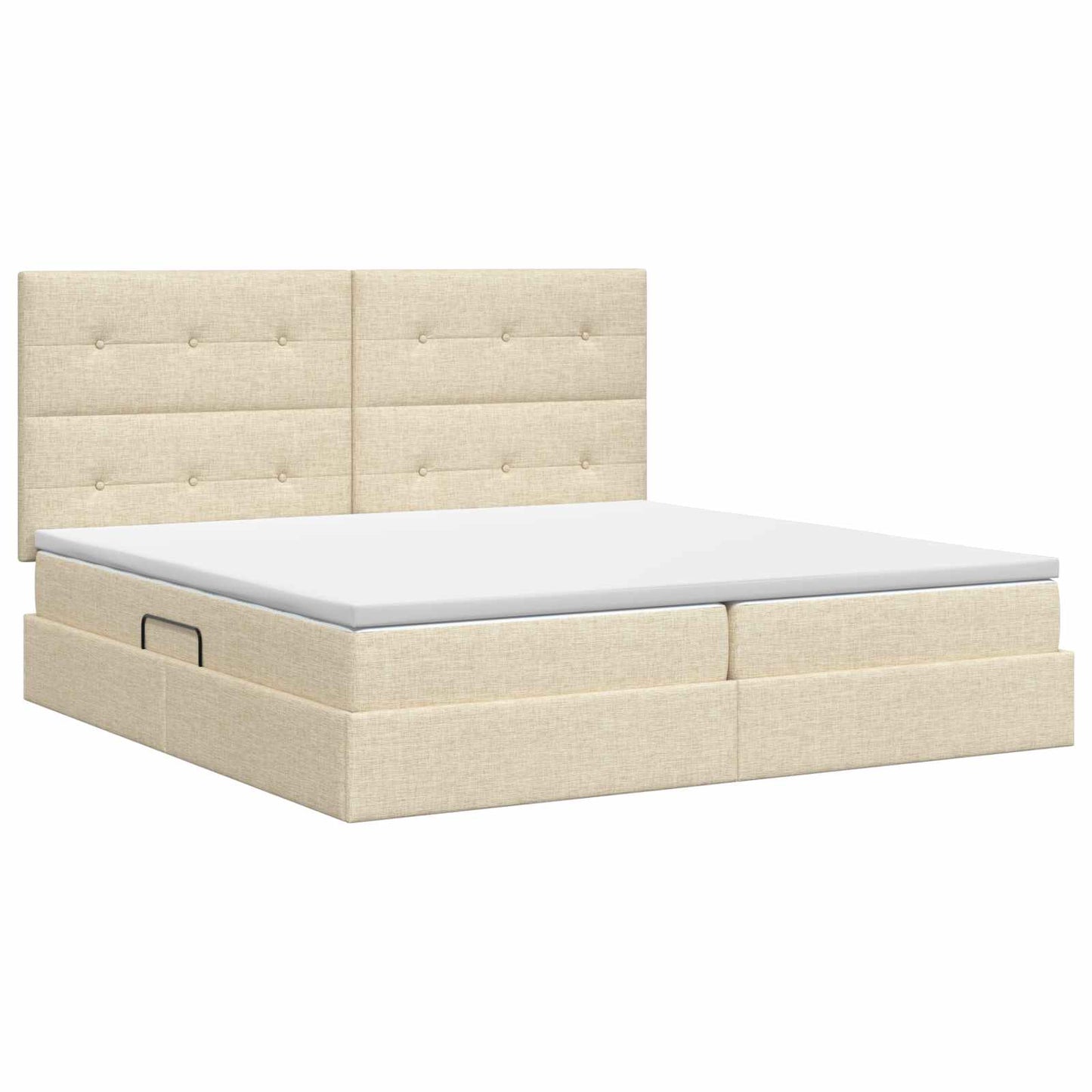 Seng med opbevaring og madras Cremefarvet 200 x 200 cm Stof