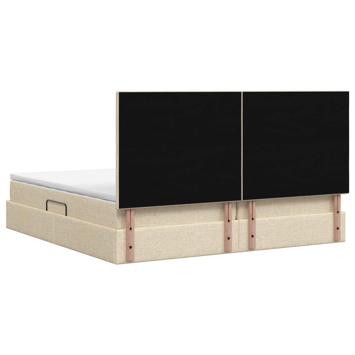 Seng med opbevaring og madras Cremefarvet 200 x 200 cm Stof