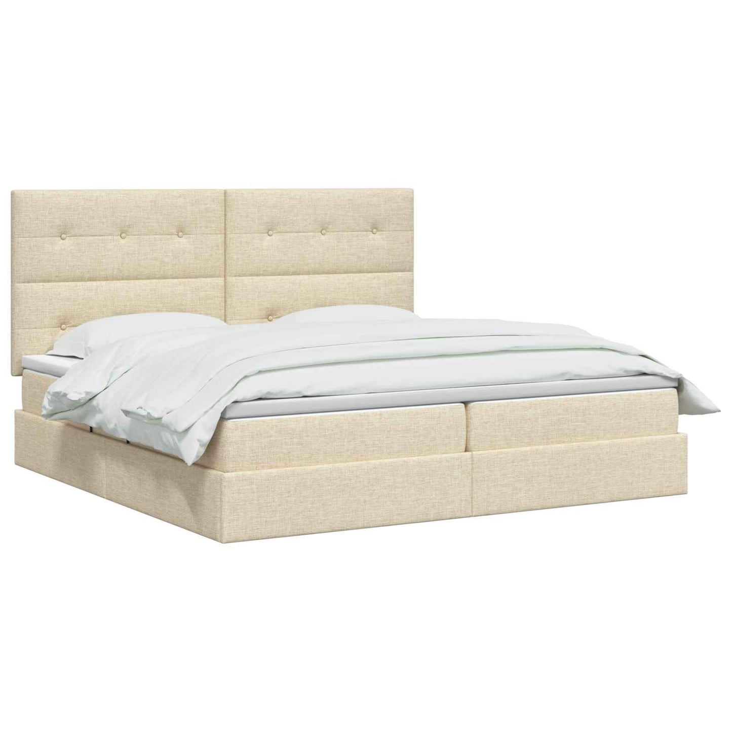 Seng med opbevaring og madras Cremefarvet 200 x 200 cm Stof