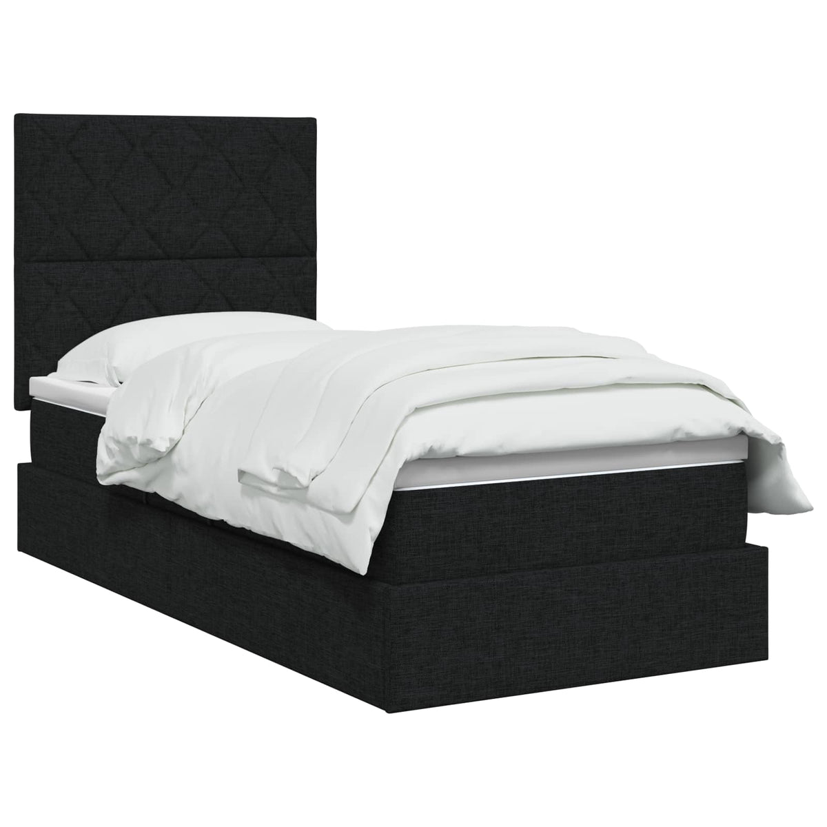 Seng med opbevaring og madras Sort 90 x 200 cm Stof