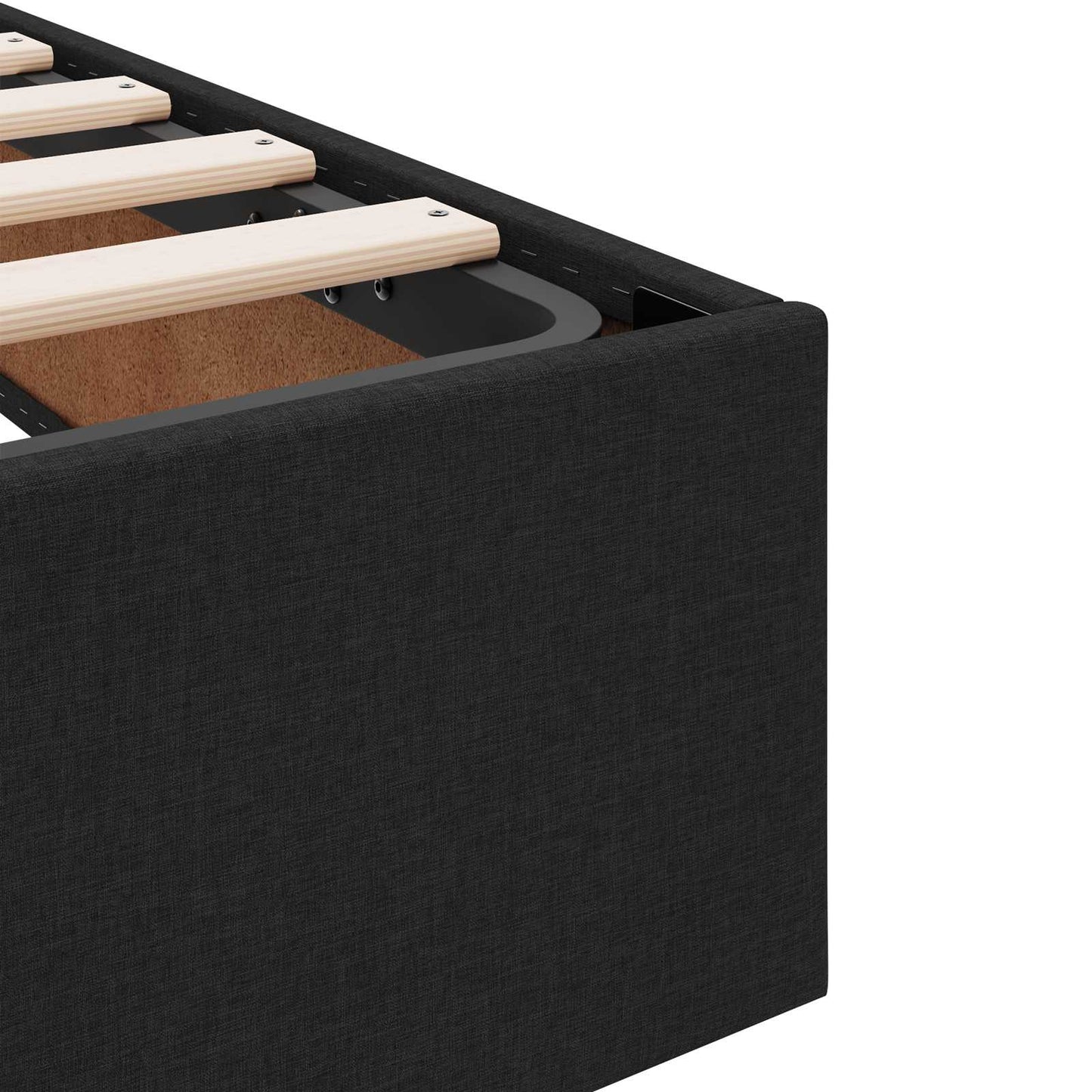 Seng med opbevaring og madras Sort 160 x 200 cm Stof