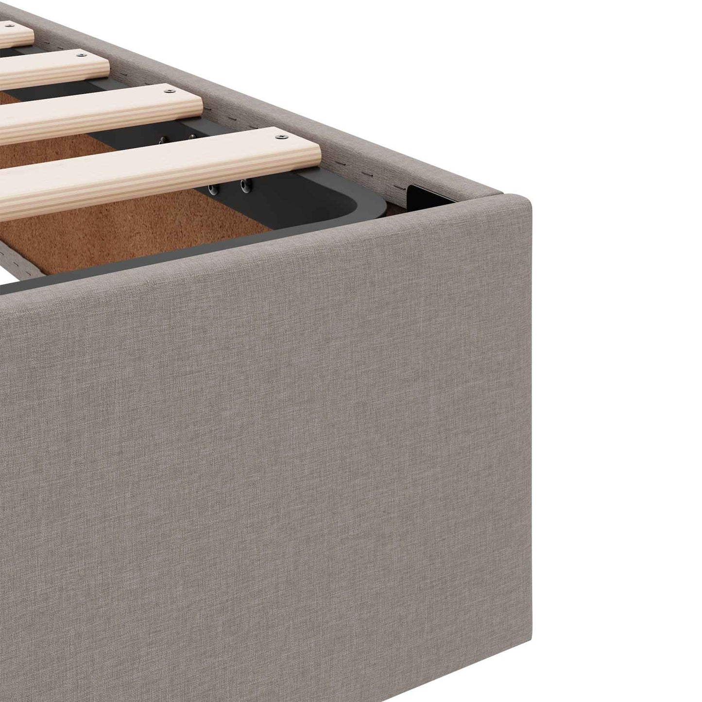 Seng med opbevaring og madras Gråbrun 160 x 200 cm Stof