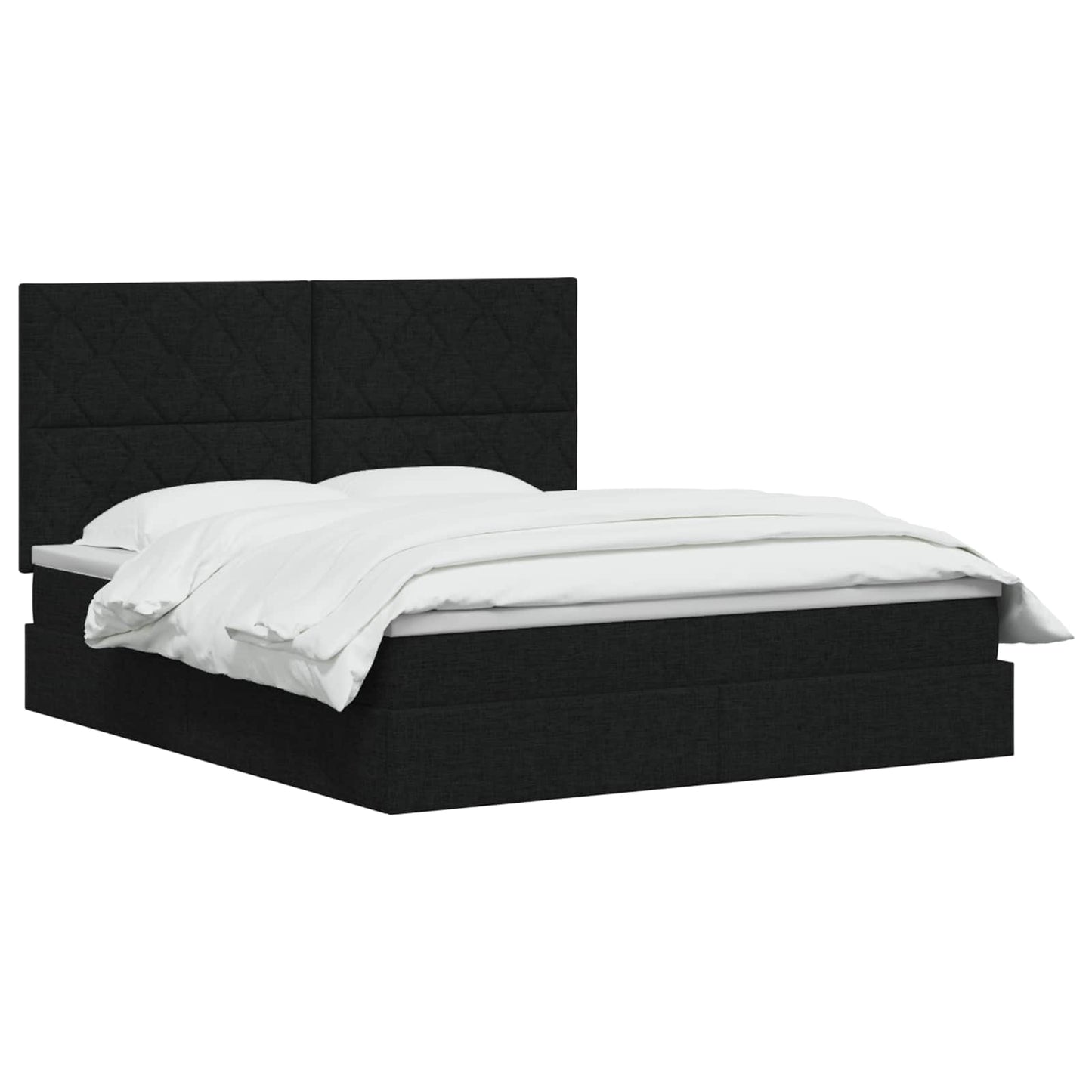 Seng med opbevaring og madras Sort 180 x 200 cm Stof
