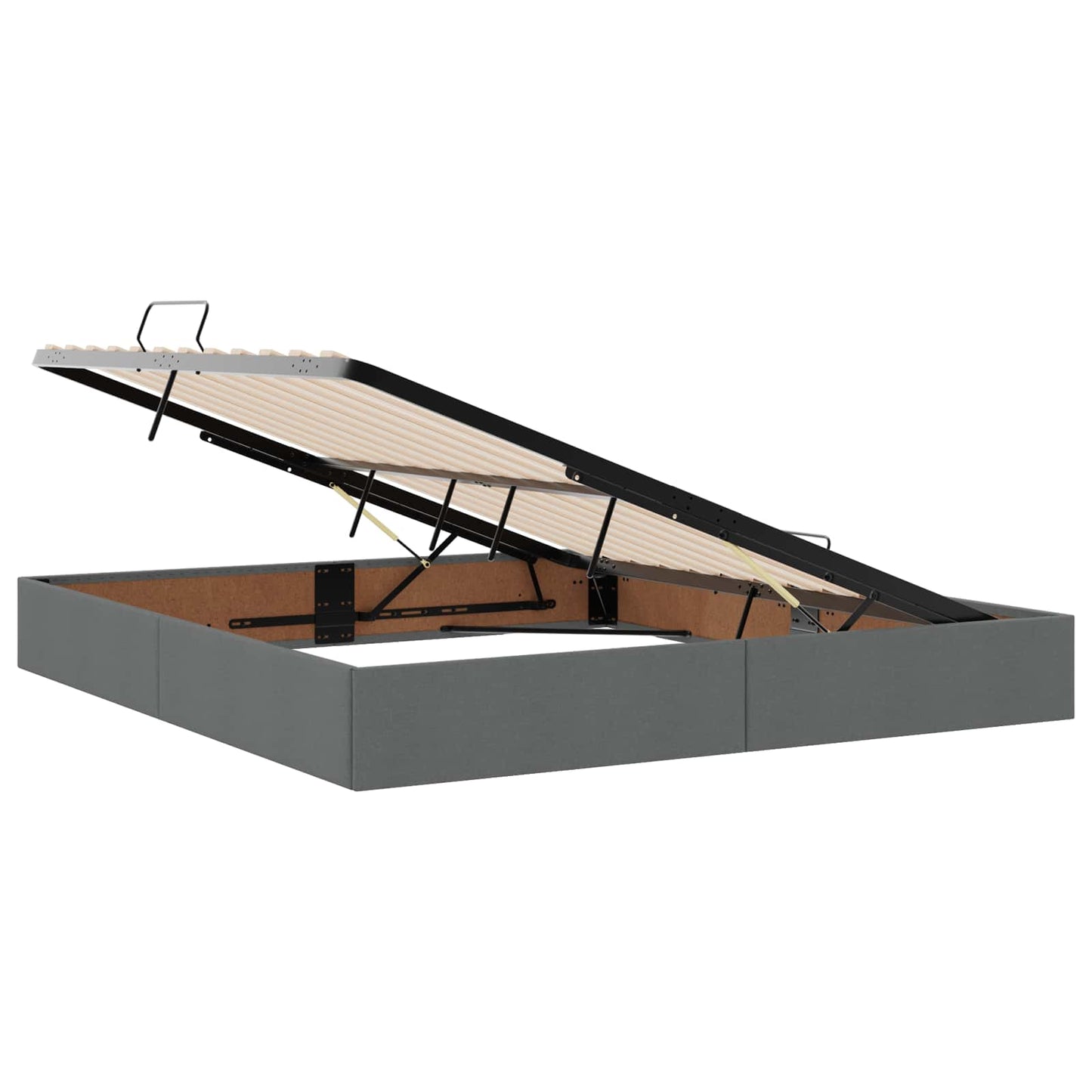 Seng med opbevaring og madras Mørkegrå 200 x 200 cm Stof