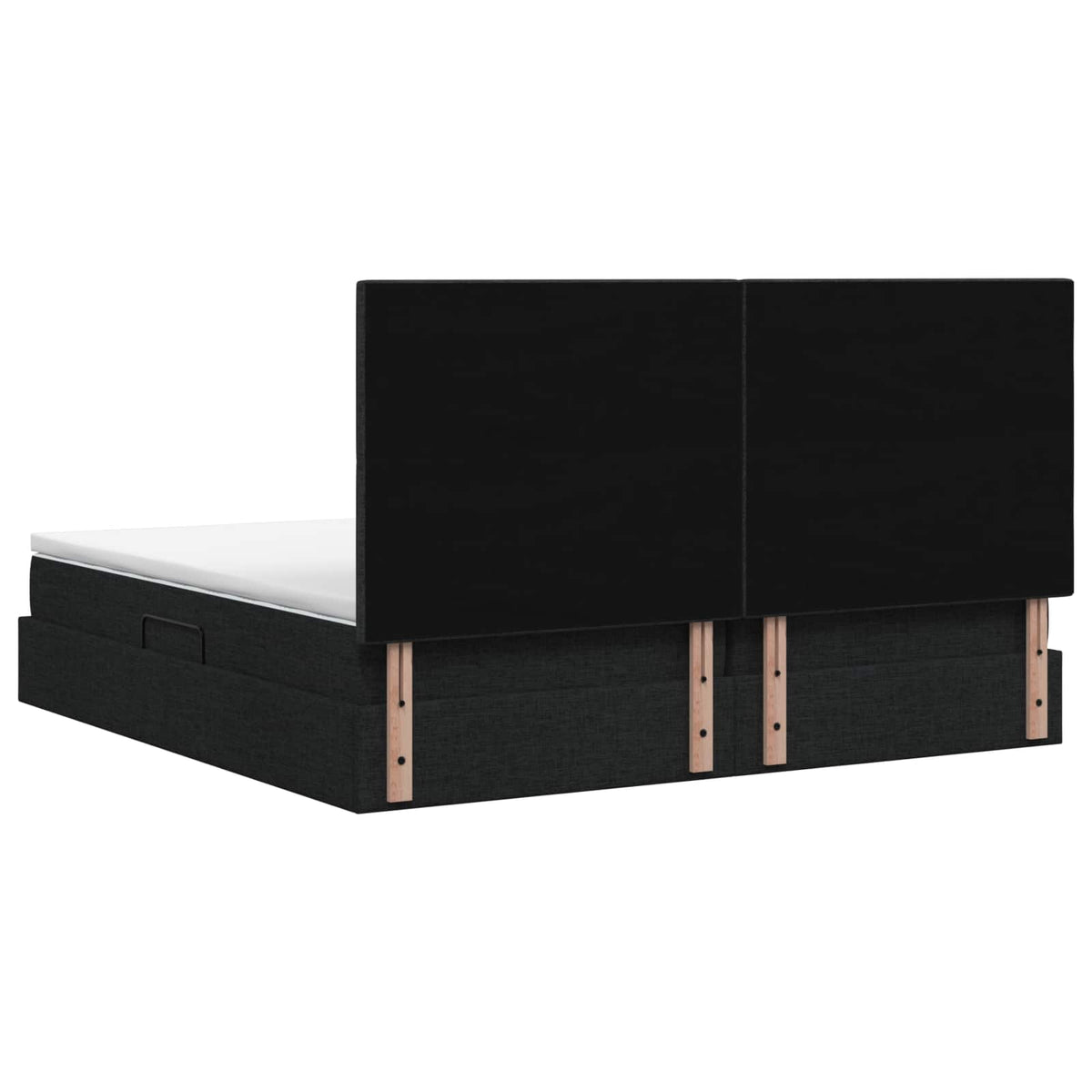Seng med opbevaring og madras Sort 200 x 200 cm Stof