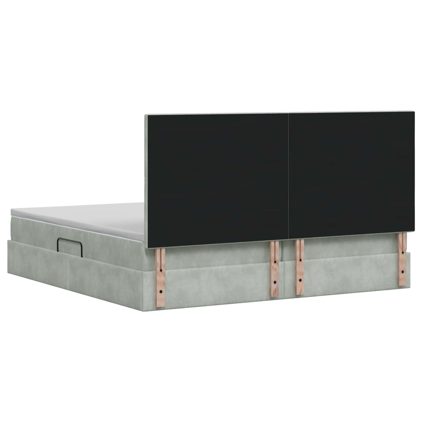 Seng med opbevaring og madras Lysegrå 200 x 200 cm Fløjl