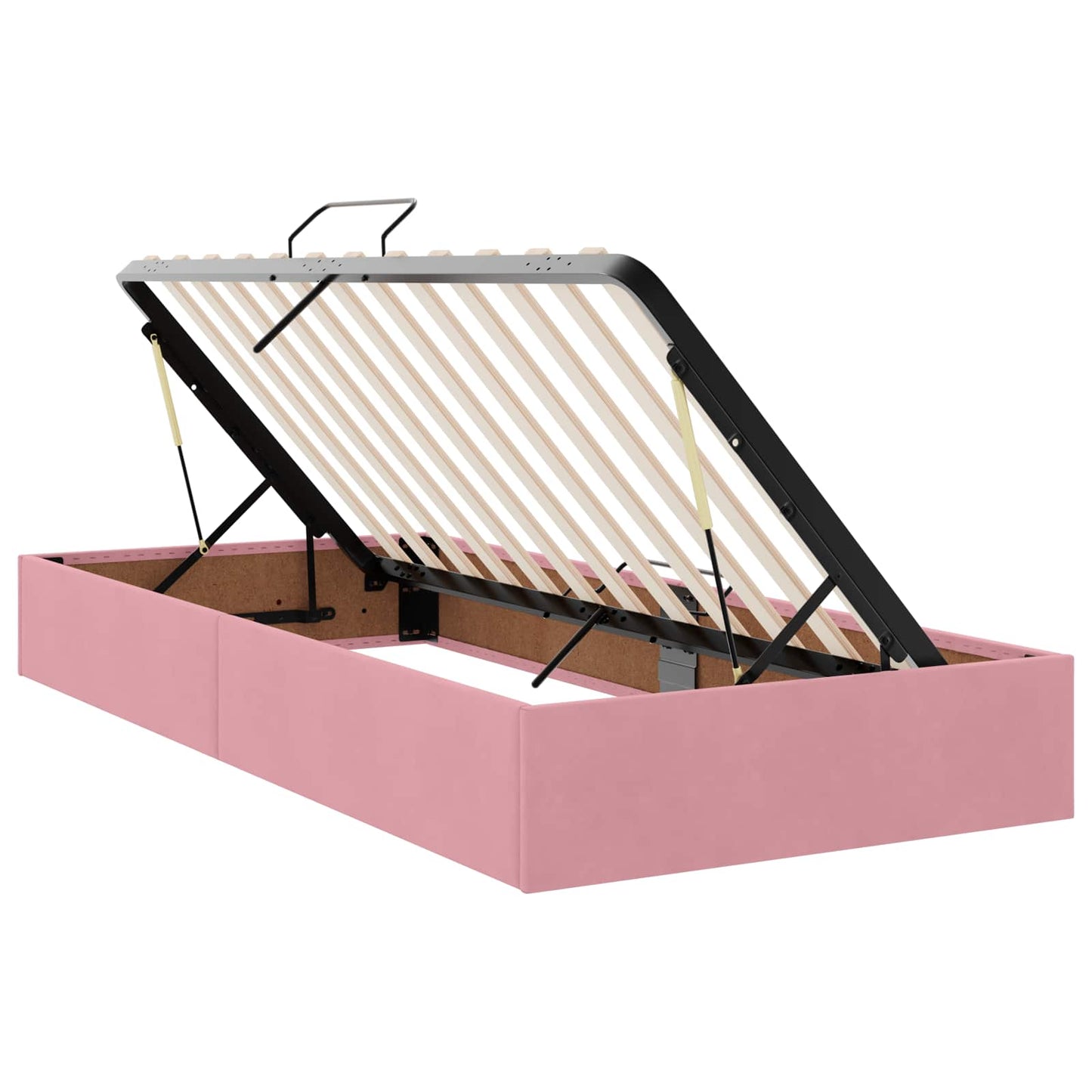 Opbevaringsseng med hovedgærde Lyserød 200 x 200 cm Fløjl