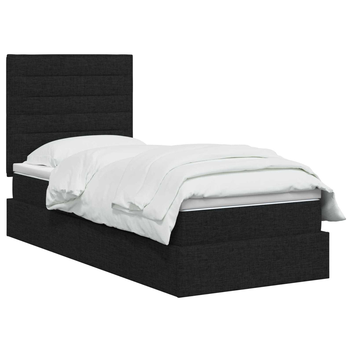 LED opbevarings seng med madras Sort 90 x 190 cm Stof