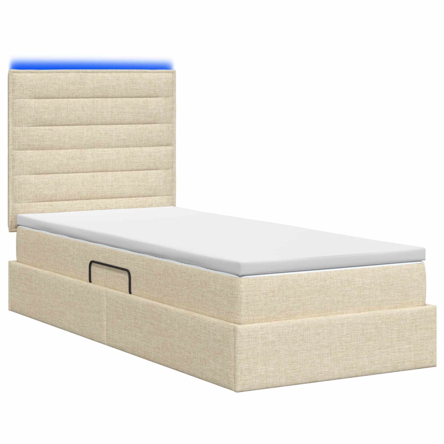 LED opbevarings seng med madras Cremefarvet 100 x 200 cm Stof