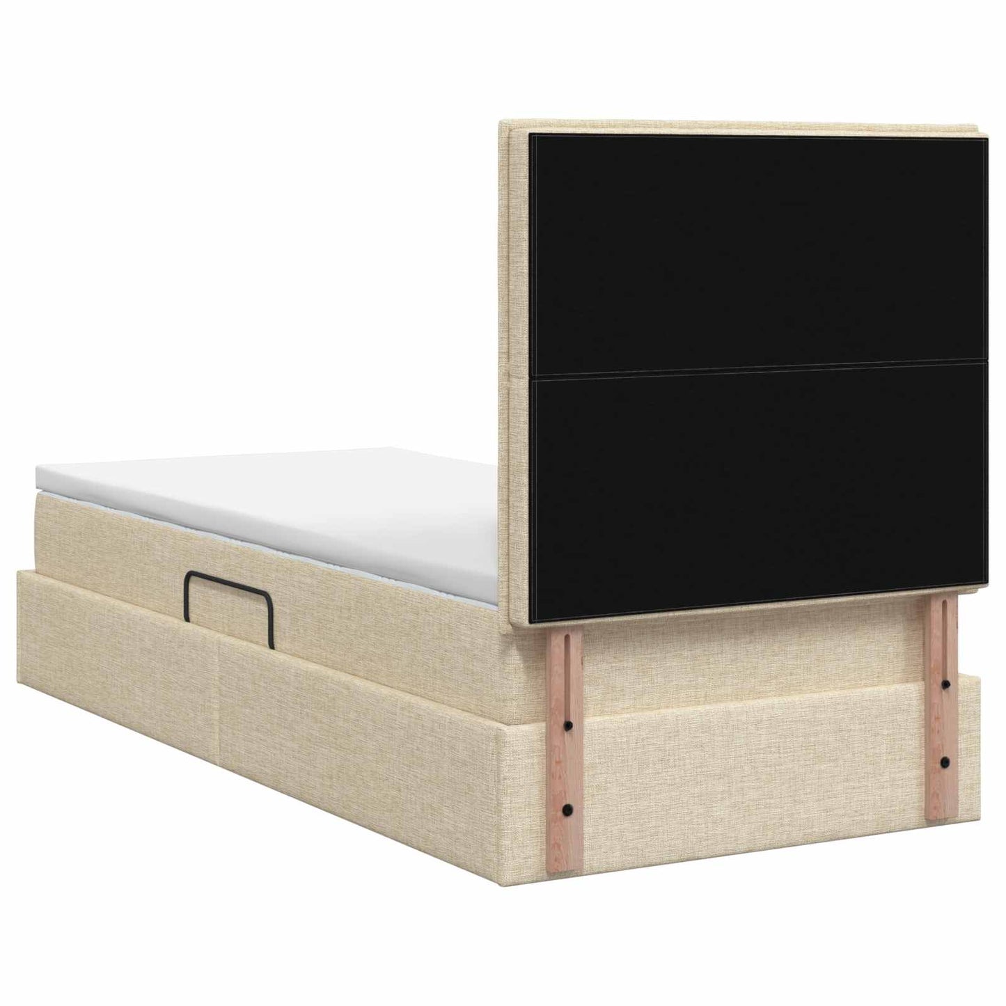 LED opbevarings seng med madras Cremefarvet 100 x 200 cm Stof