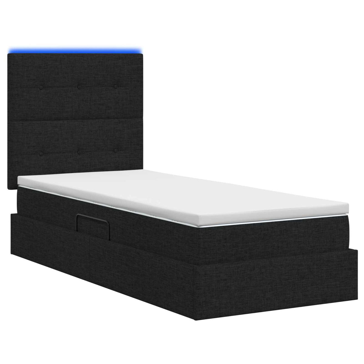 LED opbevarings seng med madras Sort 90 x 190 cm Stof