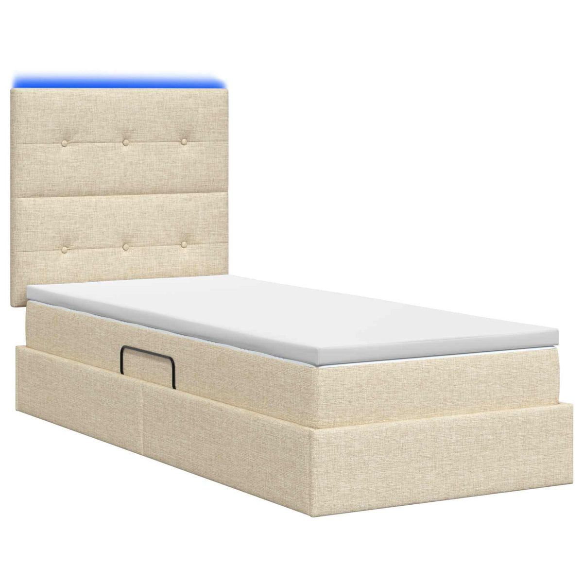LED opbevarings seng med madras Cremefarvet 90 x 190 cm Stof