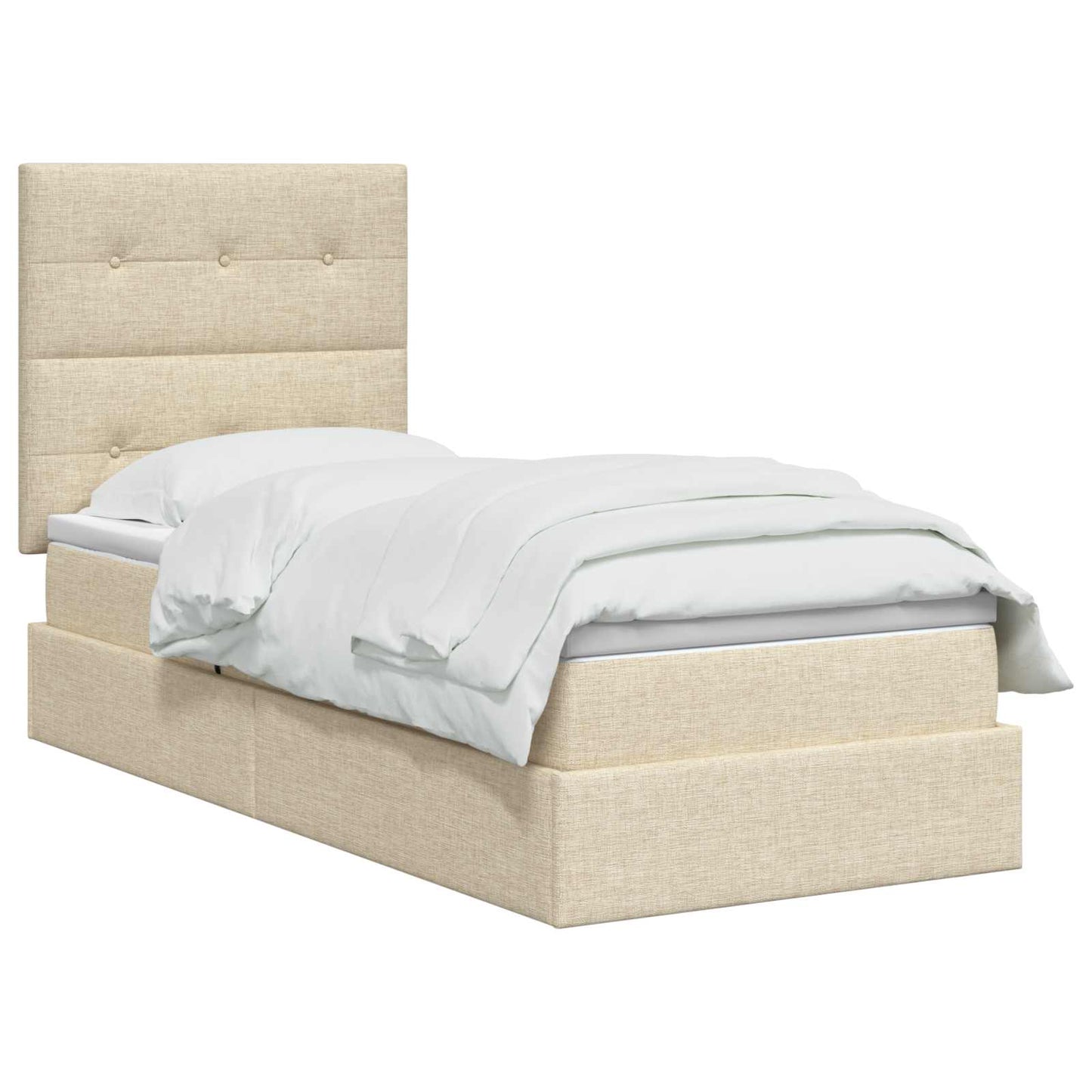 LED opbevarings seng med madras Cremefarvet 90 x 190 cm Stof