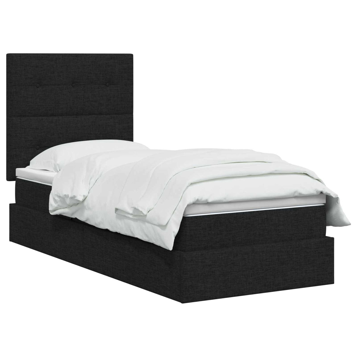 LED opbevarings seng med madras Sort 100 x 200 cm Stof