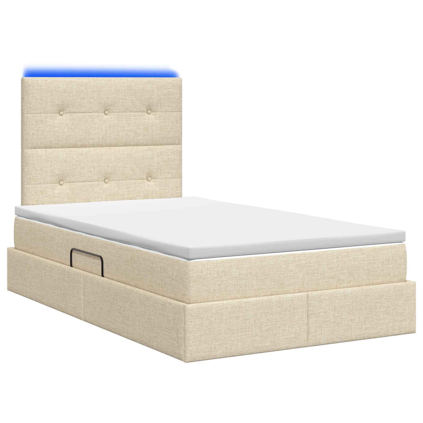 LED opbevarings seng med madras Cremefarvet 120 x 190 cm Stof