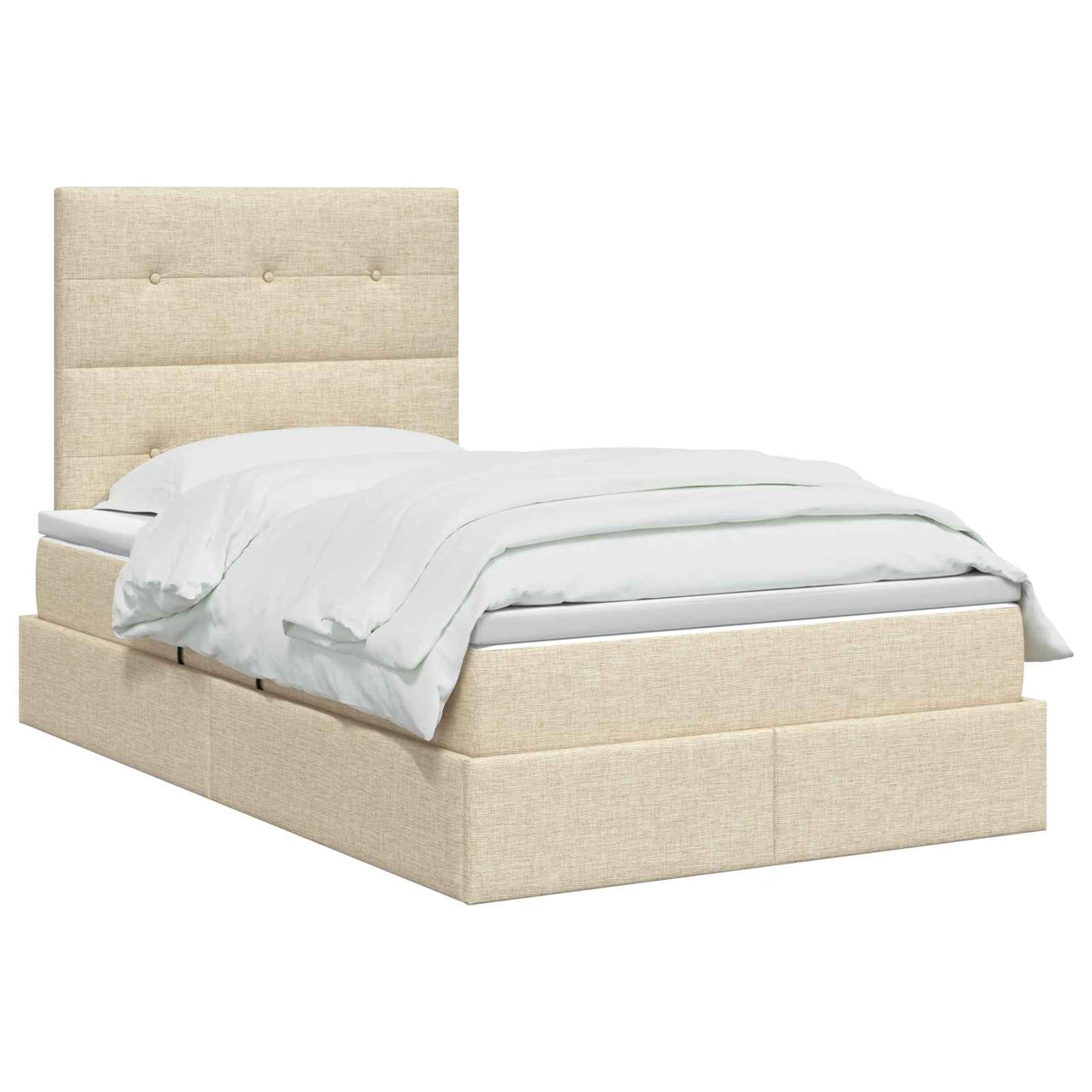 LED opbevarings seng med madras Cremefarvet 120 x 190 cm Stof