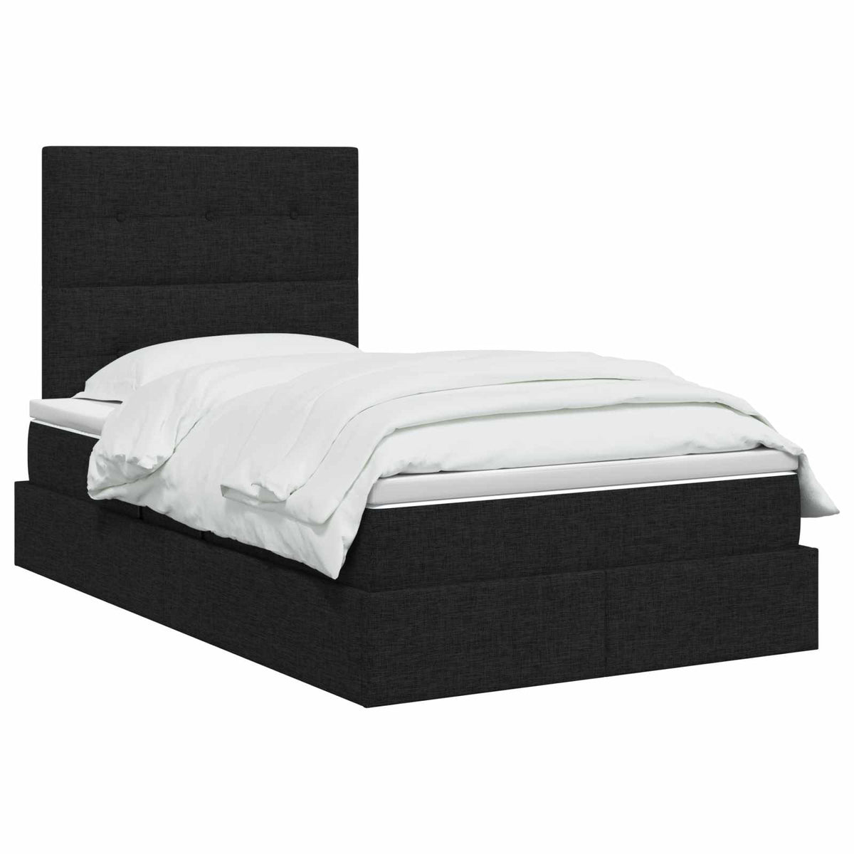 LED opbevarings seng med madras Sort 120 x 200 cm Stof