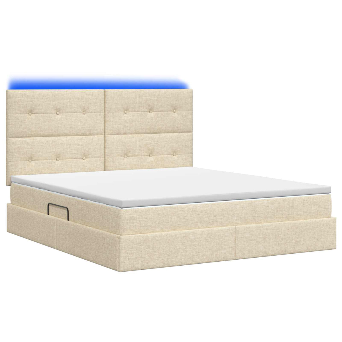 LED opbevarings seng med madras Cremefarvet 140 x 200 cm Stof