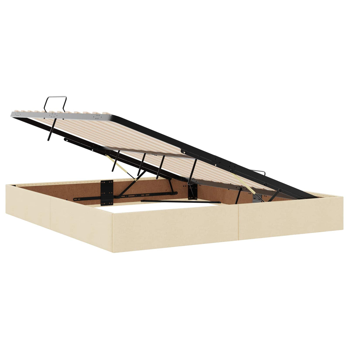 LED opbevarings seng med madras Cremefarvet 180 x 200 cm Stof