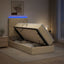 LED opbevarings seng med madras Cremefarvet 90 x 200 cm Stof