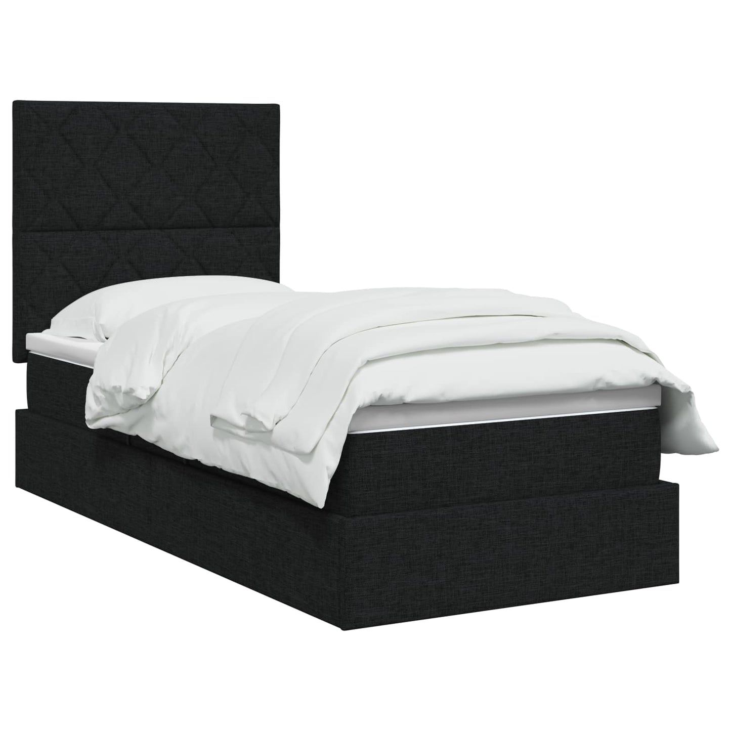 LED opbevarings seng med madras Sort 90 x 200 cm Stof