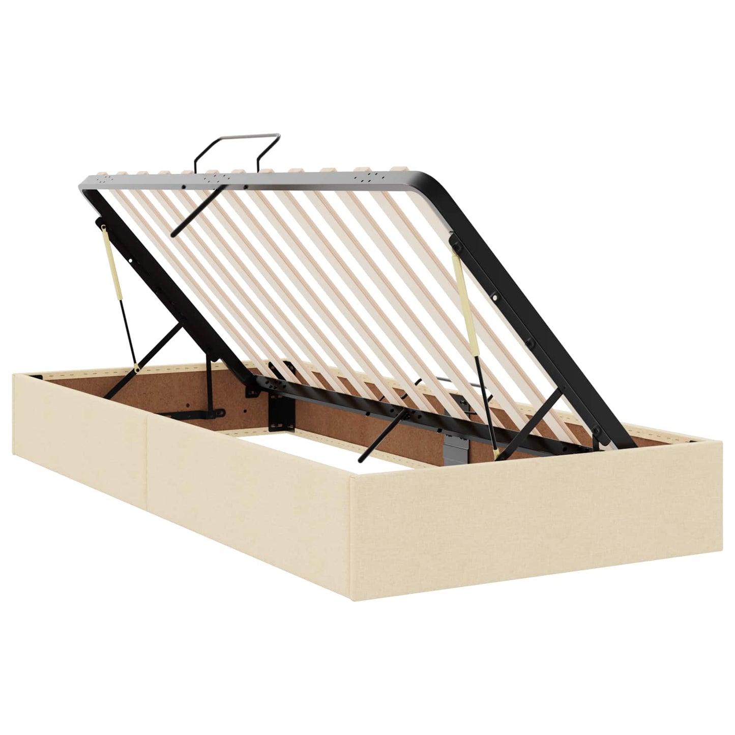 LED opbevarings seng med madras Cremefarvet 100 x 200 cm Stof