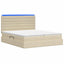 LED opbevarings seng med madras Cremefarvet 180 x 200 cm Stof