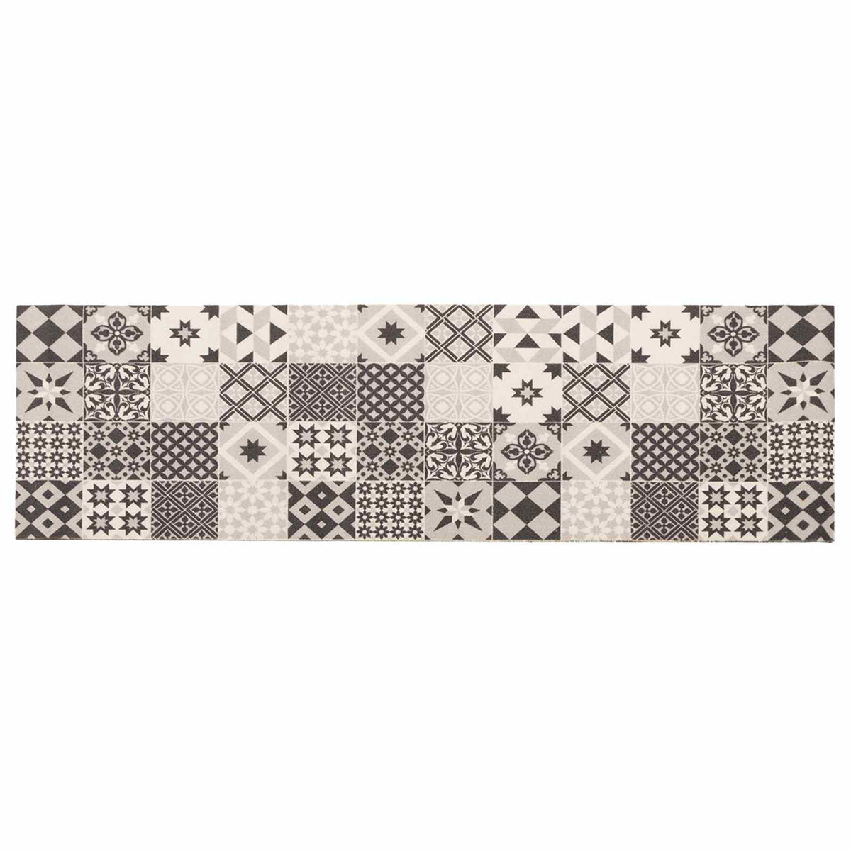 Køkken tæppe grå mosaik 150 x 45 cm 100% polyamid Vaskbar