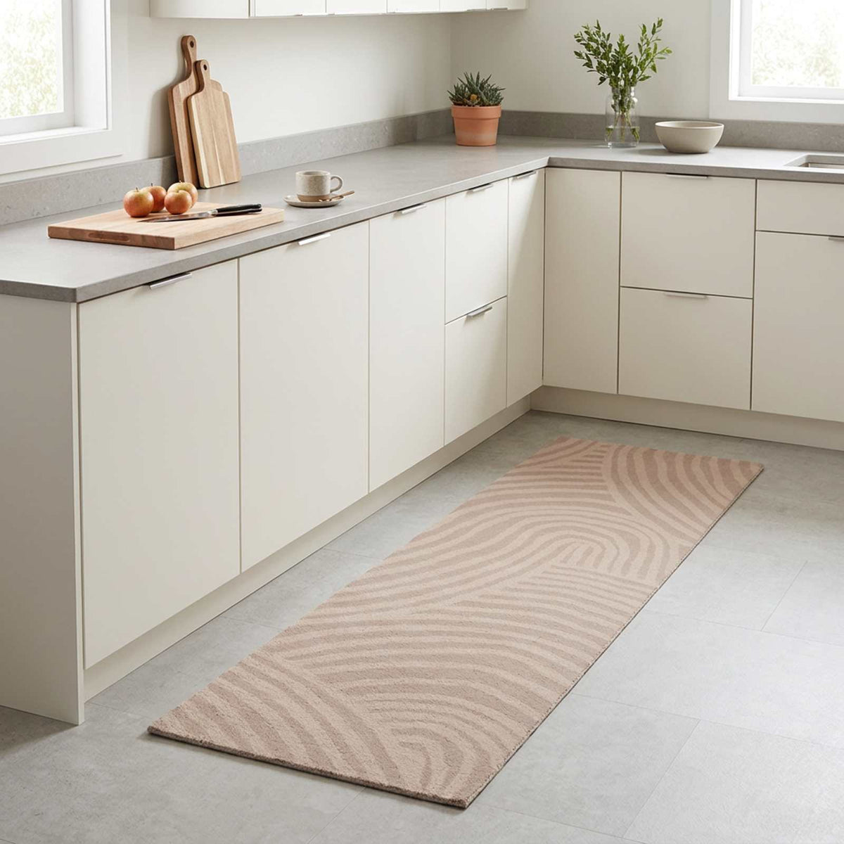 Køkken tæppe Taupe skandinavisk 150 x 45 cm 100% polyamid