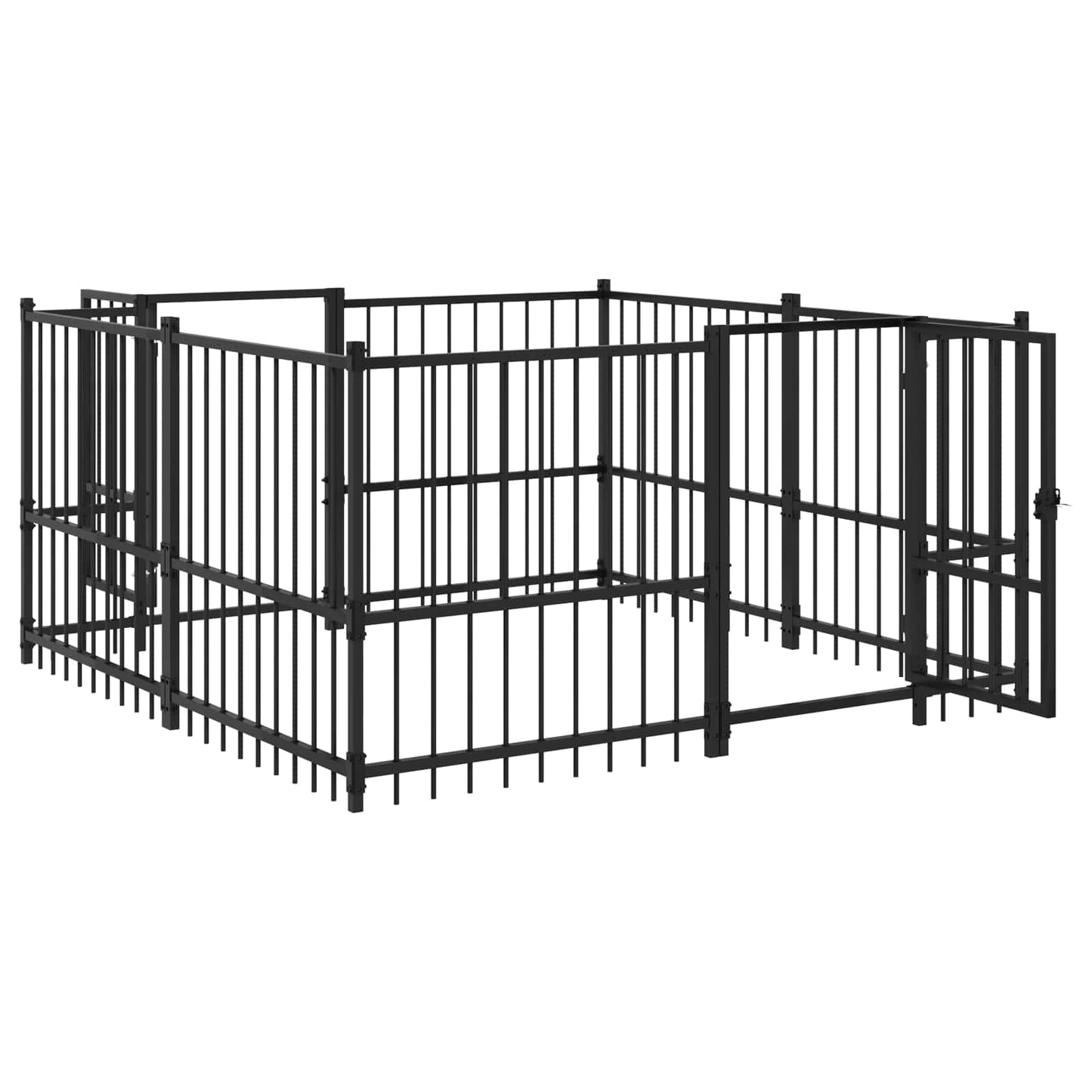 Udendørs Hunde Legesektion Sort 192 x 192 x 100 cm Stål