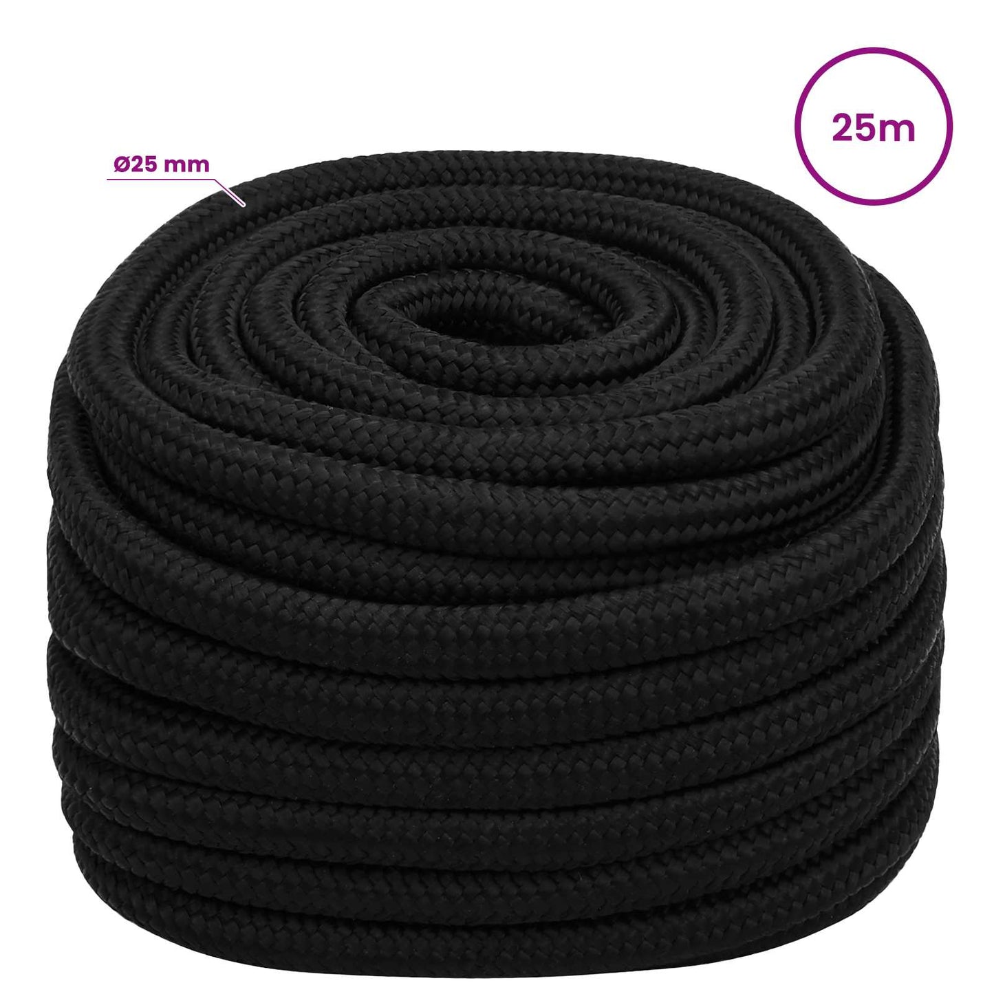 Multifunktionelt universaltov 25 mm 25 m Sort Polyester