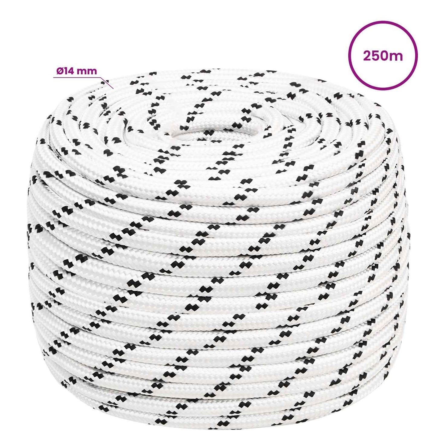 Multifunktionelt universaltov 14 mm 250 m Hvid Polyester