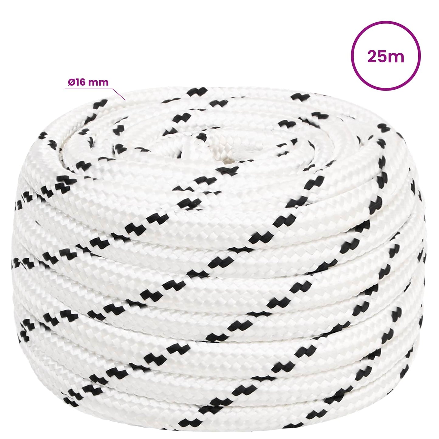 Multifunktionelt universaltov 16 mm 25 m Hvid Polyester