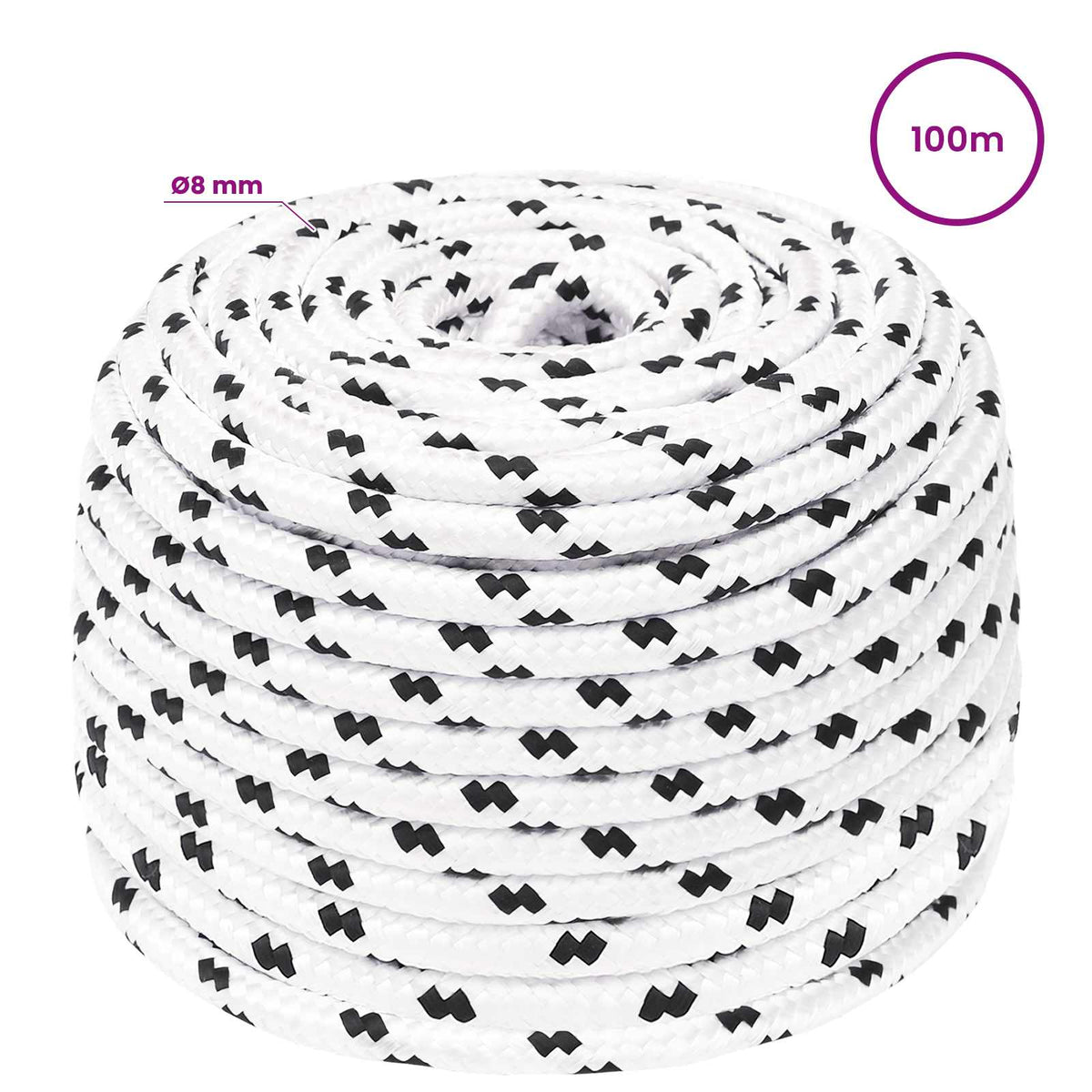 Multifunktionelt universaltov 8 mm 100 m Hvid Polyester