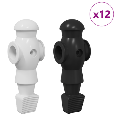Fodboldbord Spillere 24 stk. Sort og Hvid 3,6 x 3,1 x 10,8 cm
