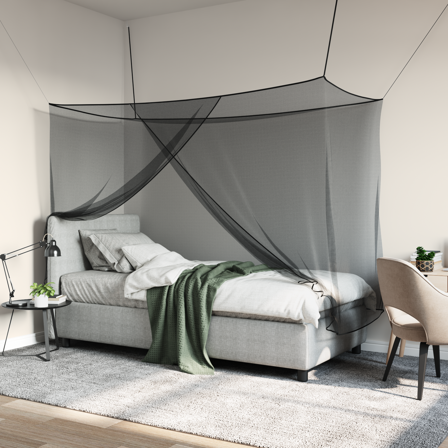 Myggenet til seng 156 mesh Sort 220 x 100 x 150 cm Polyester