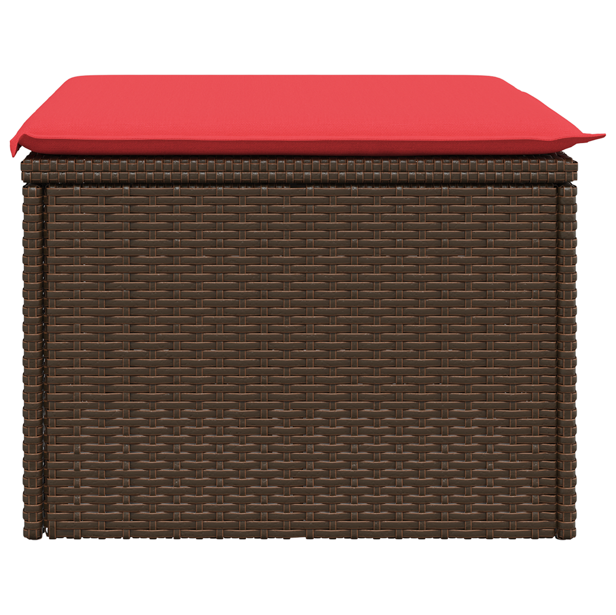 haveskammel med hynde brun 55x55x37 cm polyrattan