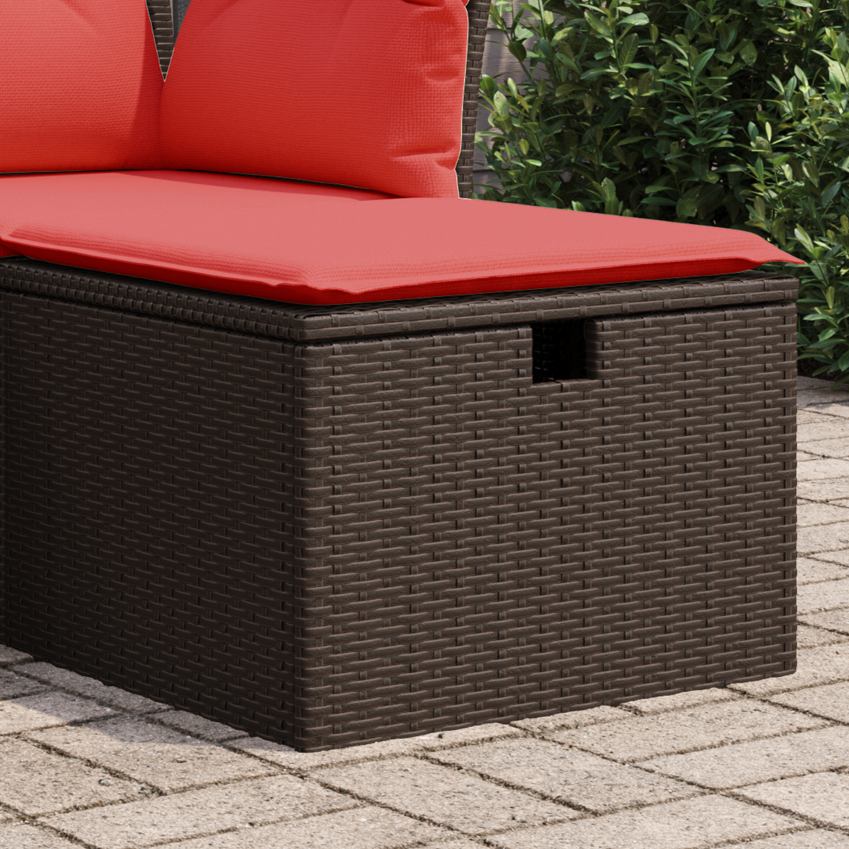 haveskammel med hynde brun 55x55x37 cm polyrattan