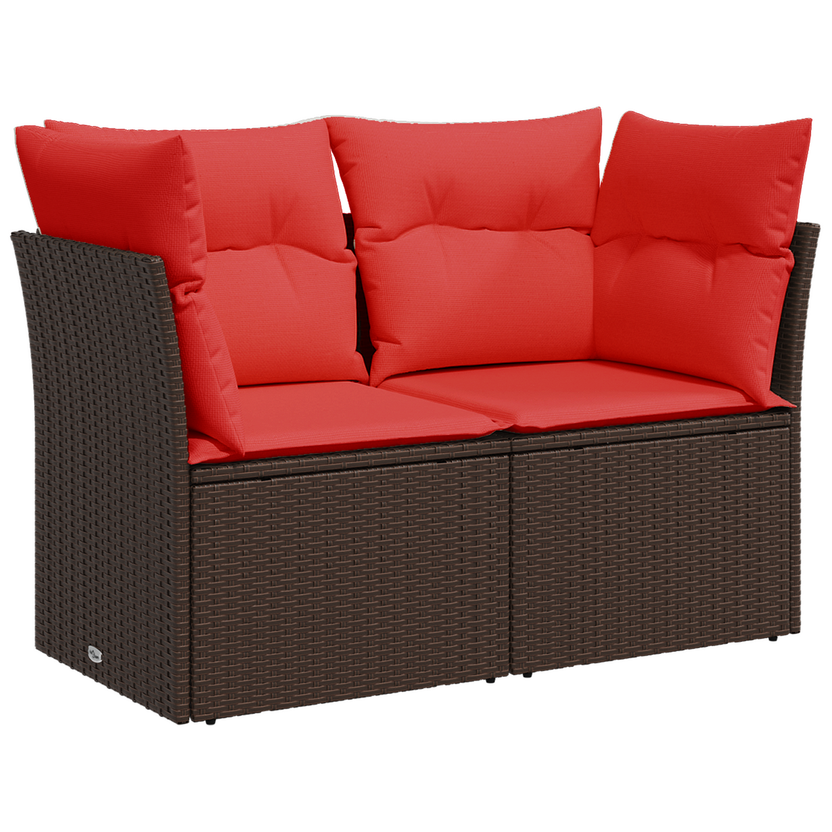 havesofa med hynder 2-personers brun polyrattan