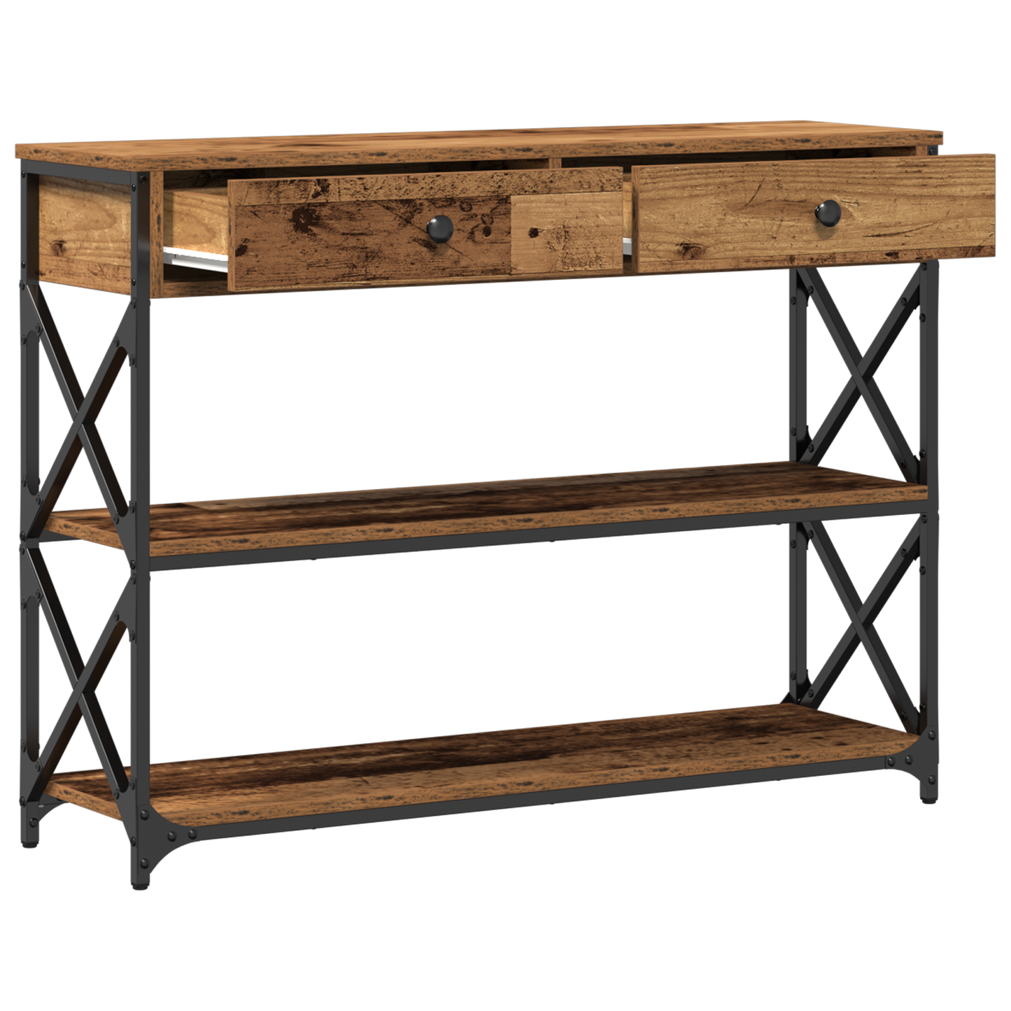 Konsol Bord Gammelt træ 100 x 28 x 75 cm Laminat træ og metal