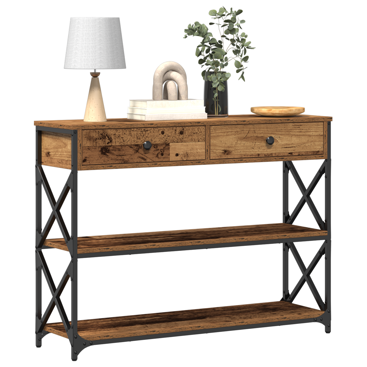 Konsol Bord Gammelt træ 100 x 28 x 75 cm Laminat træ og metal